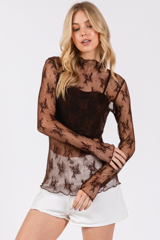Long Sleeve Floral Lace Top